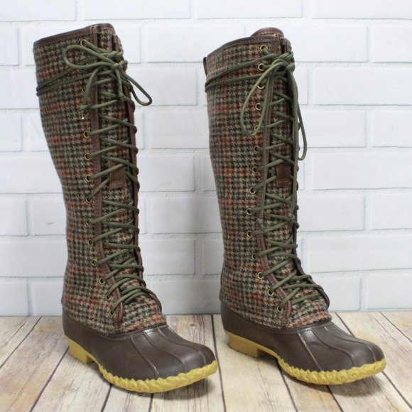 LL BEAN 16 inch Signature Wool Plaid Duck Boots 7 - Picture 2 of 11